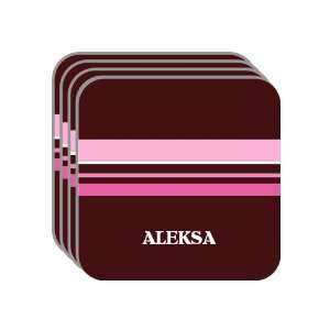 Personal Name Gift   ALEKSA Set of 4 Mini Mousepad Coasters (pink 