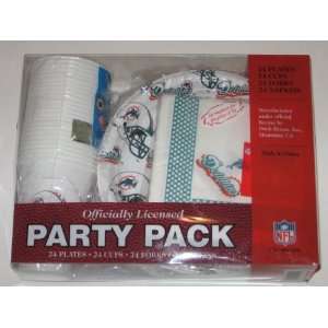 MIAMI DOLPHINS Team Logo Plastic / Paper PARTY PACK for 24 People 