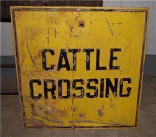   Embossed Steel Cattle Crossing Road Hwy Street Sign Feed Seed Corn