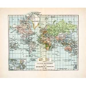 1923 Print Map World Colonial Possession Europe Power 