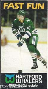 HARTFORD WHALERS 85/86 SCHEDULE STROHS RON FRANCIS FRONT  
