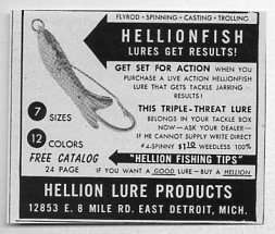 Original Small 1954 Vintage Ad Hellionfish Fishing Lures Heelion 