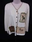 Cotton Sweater Shirt Jacket Chaus Ivory Cream Animal Pr
