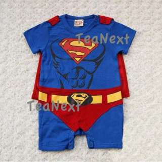Superman Romper Suit with Cape Fancy Cosplay dress outfit costume Baby 