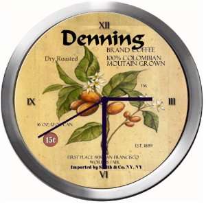  DENNING 14 Inch Coffee Metal Clock Quartz Movement 