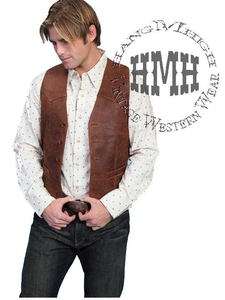 L503b ds Scully Western Cowboy Leather Vest Distressed Brown  