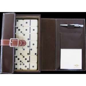   51 Leatherbound Dominoes Double Nines Game with Pen Toys & Games