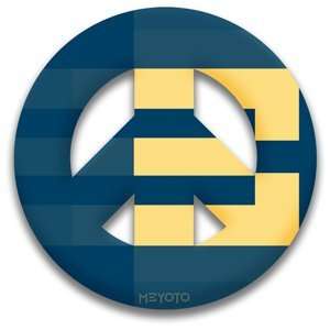 Peace Symbol Removable Sticker of Blue and Buff College Colors By 