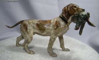 Large Rare Antique Vienna Bronze Hunting Dog & Pheasant  