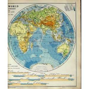  1925 Map Isotherms World Australia Africa Asia India
