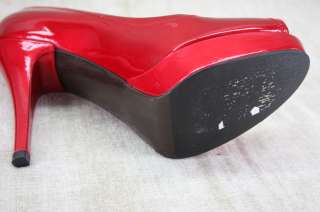 Stuart Weitzman Palace Red Patent Platform Peep Toe Pumps 8.5 Heels 