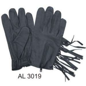    Full Finger leather Glove Lined W/Fringe & Zipper Back Automotive