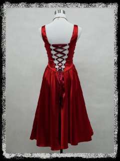   RED CORSET BACK ROCKABILLY SWING PROM VINTAGE PARTY DRESS 14 22  
