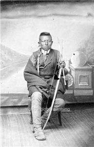 Photo 1871 Kansa Indian Man with Bow & Arrow  