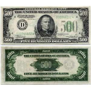  $500 FEDERAL RESERVE NOTE (FRN) 1934 (B   NEW YORK) ~ VERY 