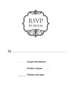 New Black Scroll Wedding Invitations and RSVP Cards withEnvelopes