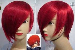 COS Iori Yagami ；COSPLAY red Super beauty style short short wigs 