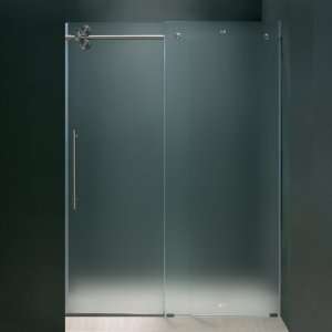   Frameless Right Side Shower Door with 3/8 Frosted Glass and White