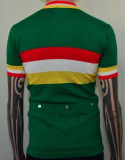 Santini wool jersey New Old Stock stripes green Made in Italy small 