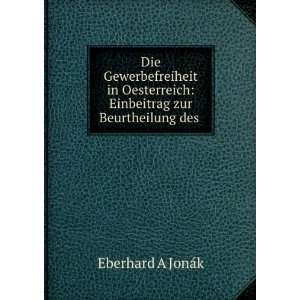   Einbeitrag zur Beurtheilung des . Eberhard A JonÃ¡k Books