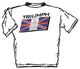 triumph tr6 waving flag on white t shirt for the triumph tr6 fan t