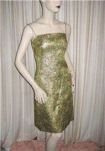 Vintage 60s Gold and Green Metallic Brocade Cocktail Dress and Coat 