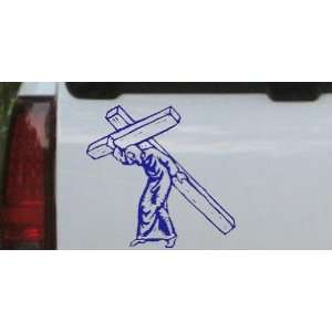 Blue 6in X 6.3in    Jesus With The Cross Christian Car Window Wall 