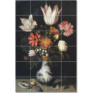 Ambrosius Bosschaert Flowers Tile Mural Commercial Art  32x48 using 