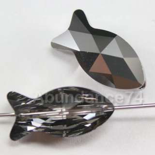 2pc Swarovski 5727 18mm Fish Beads Crystal Silver Night  