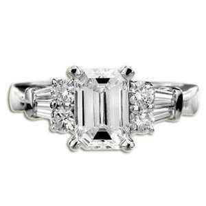  Ideal Cut Emerald 1.30 ct H VS2 Certified Diamond Ring 