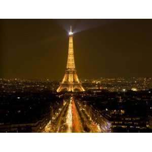  Nighttime View of Eiffel Tower and Champs Elysees, Paris 