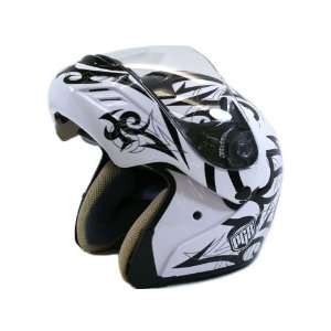   Full Face Motorcycle Helmet DOT Approved (XX Large, White Tribal Tat