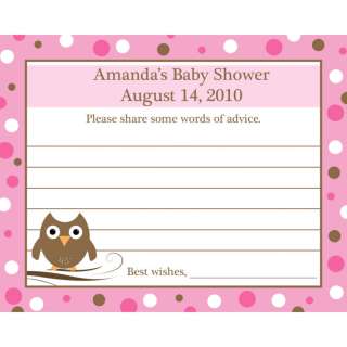 24 Personalized Baby Shower Advice Cards Baby Owl  