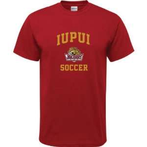  IUPUI Jaguars Cardinal Red Youth Soccer Arch T Shirt 