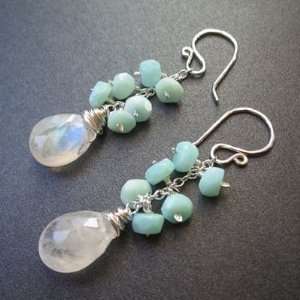   Filled Earrings Peruvian Opal and moonstone on french wires Jewelry