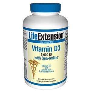  Vitamin D3 5000 Iu W/Sea Iodine 60 Vegeterian Capsules 