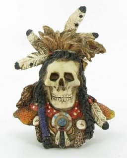 Indian Warrior Skull Bust Fugure   Skeleton   New  