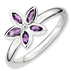  Amethyst Romantic Flower Stackable Ring   Size 5.5 