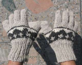 G89 New Tibetan Hand knit 100% Wool Natural Color Unisex Winter Ski 