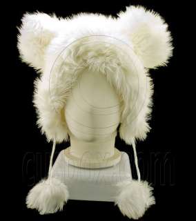 White Mouse Animal Fur Adult Mascot Plush Costume Halloween Party Hat 