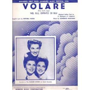  Sheet Music Volare The McGuire Sisters 197 Everything 