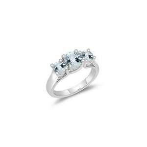  1.65 Cts Sky Blue Topaz Three Stone Ring in 14K White Gold 