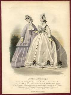 ORIGINAL LES MODES PARISIENNES colored prints 1864  