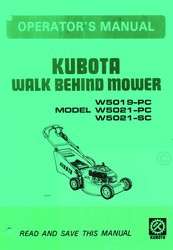 KUBOTA W5019 W5021 W5021 Walk Mower Operators Manual  
