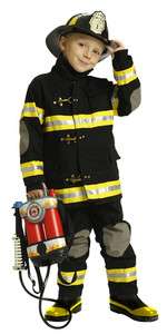 Aeromax Jr Fire Fighter Suit BLACK with Hard Helmet Child size 6/8 