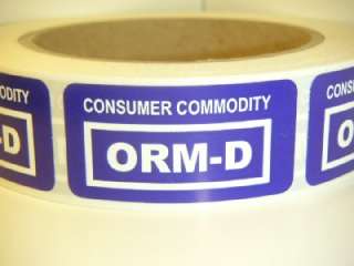 ORM D CONSUMER COMMODITY DOT Sticker Label 500/roll  