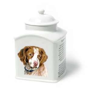  Brittany Spaniel Dog Van Vliet Porcelain Memorial Urn 