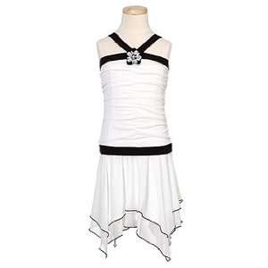  Amy Byer Girl Black and White Tank Rouged Dress Scalloped 