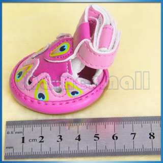 Pet Puppy Dog PU Leather Summer Sandal Shoes Boots Pink  