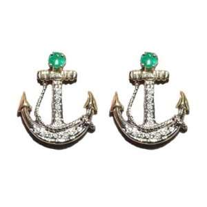 Reyes del Mar 14K Gold Anchor Pave on Post Earring  Sports 